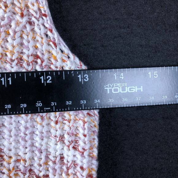 Loft Womens Sweater White Multicolored Knitted Double V Neck Sleeveless XS - Picture 8 of 12